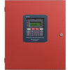 Firelite ES-50X fire alarm control panel mounted on wall, featuring display and control buttons, by Fire-Lite.
