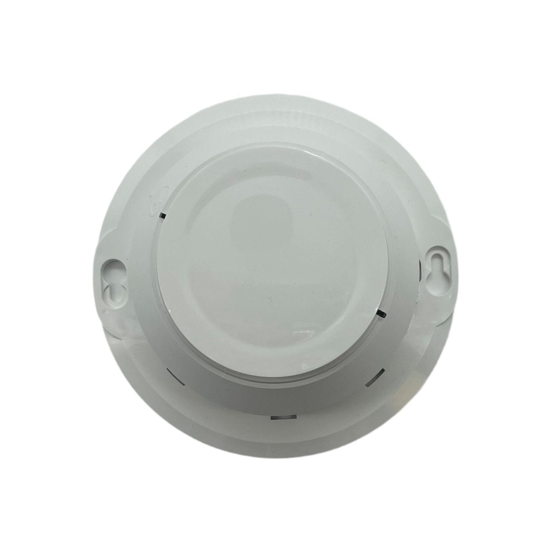 Fire-Lite Firelite SD365 smoke detector with alarm, mounted on ceiling, featuring digital display and sensor components.
