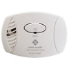 First Alert CO600 carbon monoxide detector mounted on wall with digital display and test button.