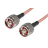 Gamma Electronics NM-RG142-NM-18 connector cable assembly with black and red wires on a white background.