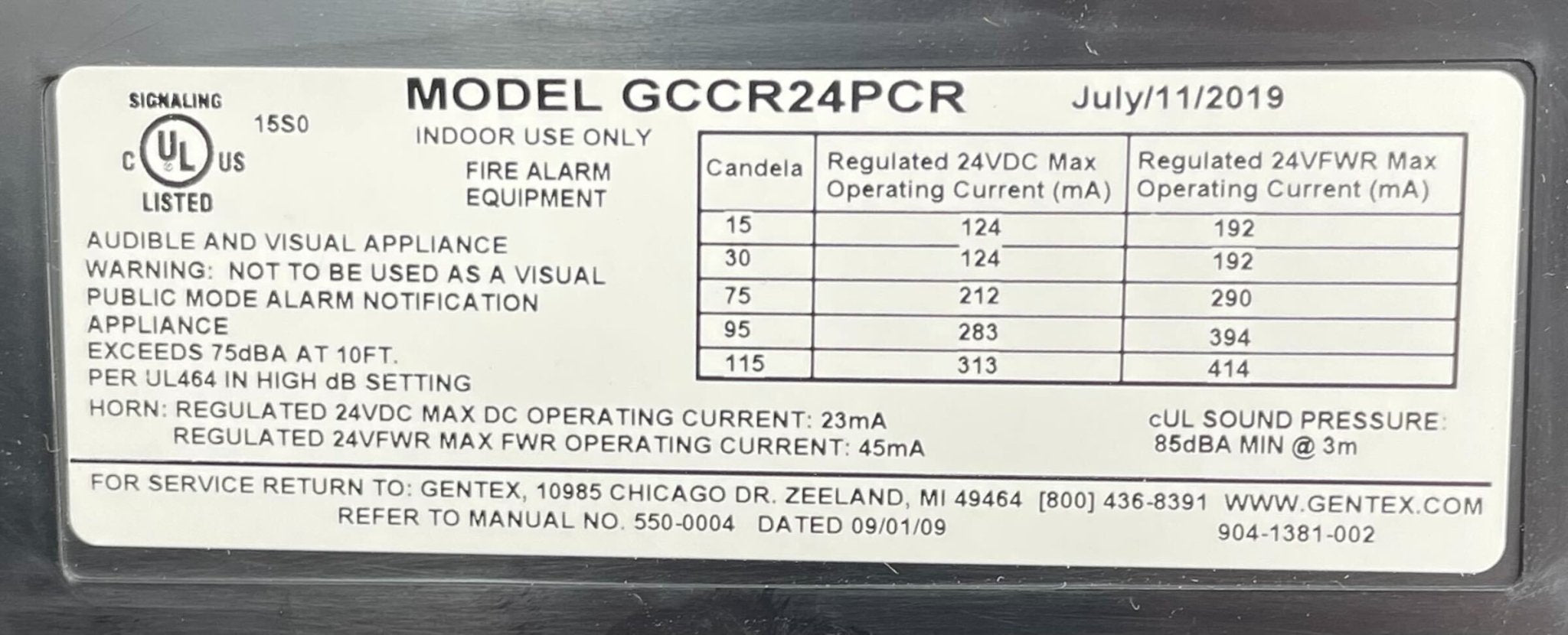 GentexGCCR24PCR