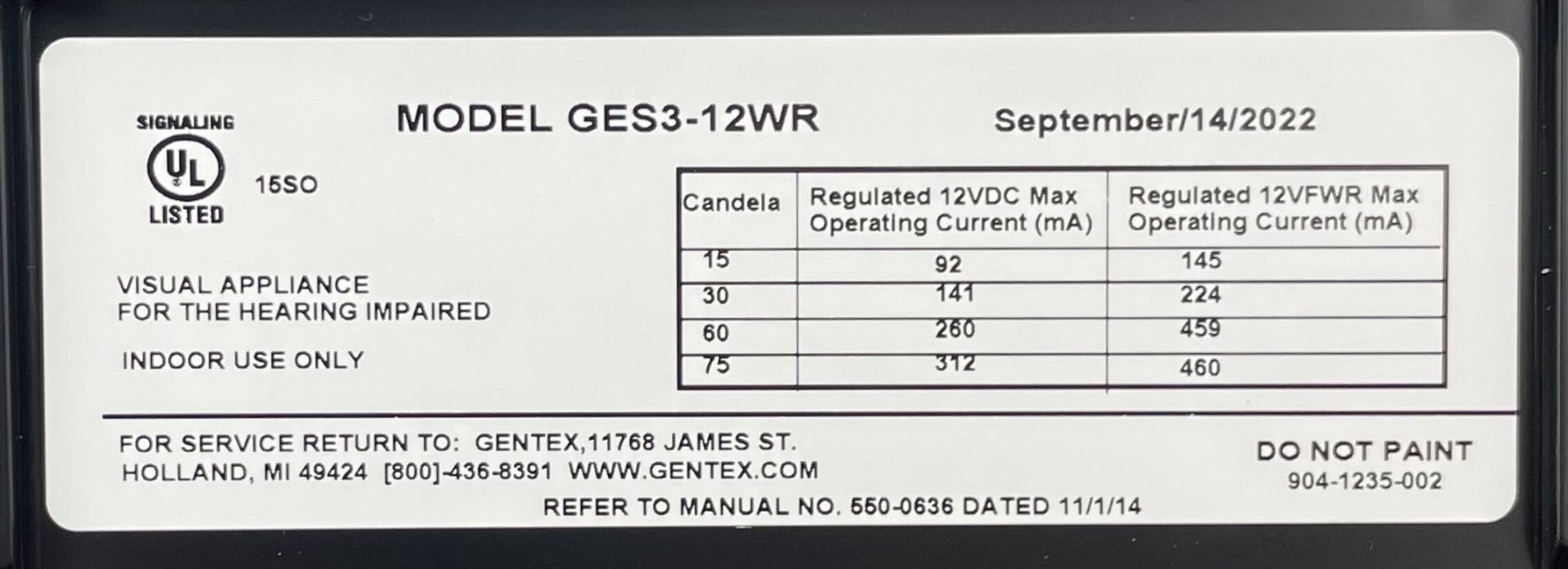 GentexGES3 - 12WR