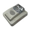 Gentex GEC3-12WW horn strobe with white cover and red alarm horn, designed for fire safety and emergency signaling.