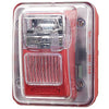 Gentex WGEC24-75WRLP fire alarm with red LED indicator and mounting bracket, designed for commercial fire detection systems