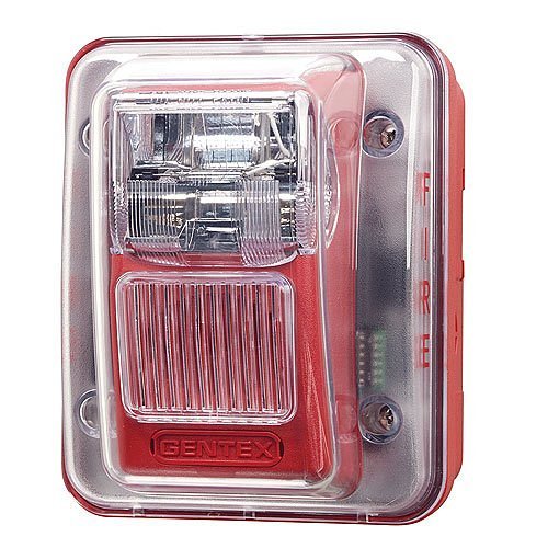 Gentex WGECB24-75PWR fire alarm with digital display and mounting bracket, designed for building safety and smoke detection.