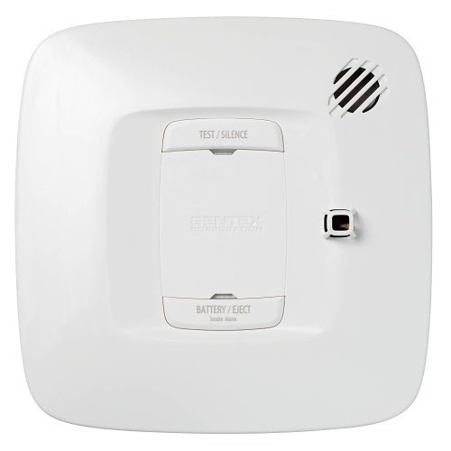 Gentex SR220 smoke alarm with relay, 220VAC, mounted on ceiling, multi-criteria smoke detector for safety and fire detection.