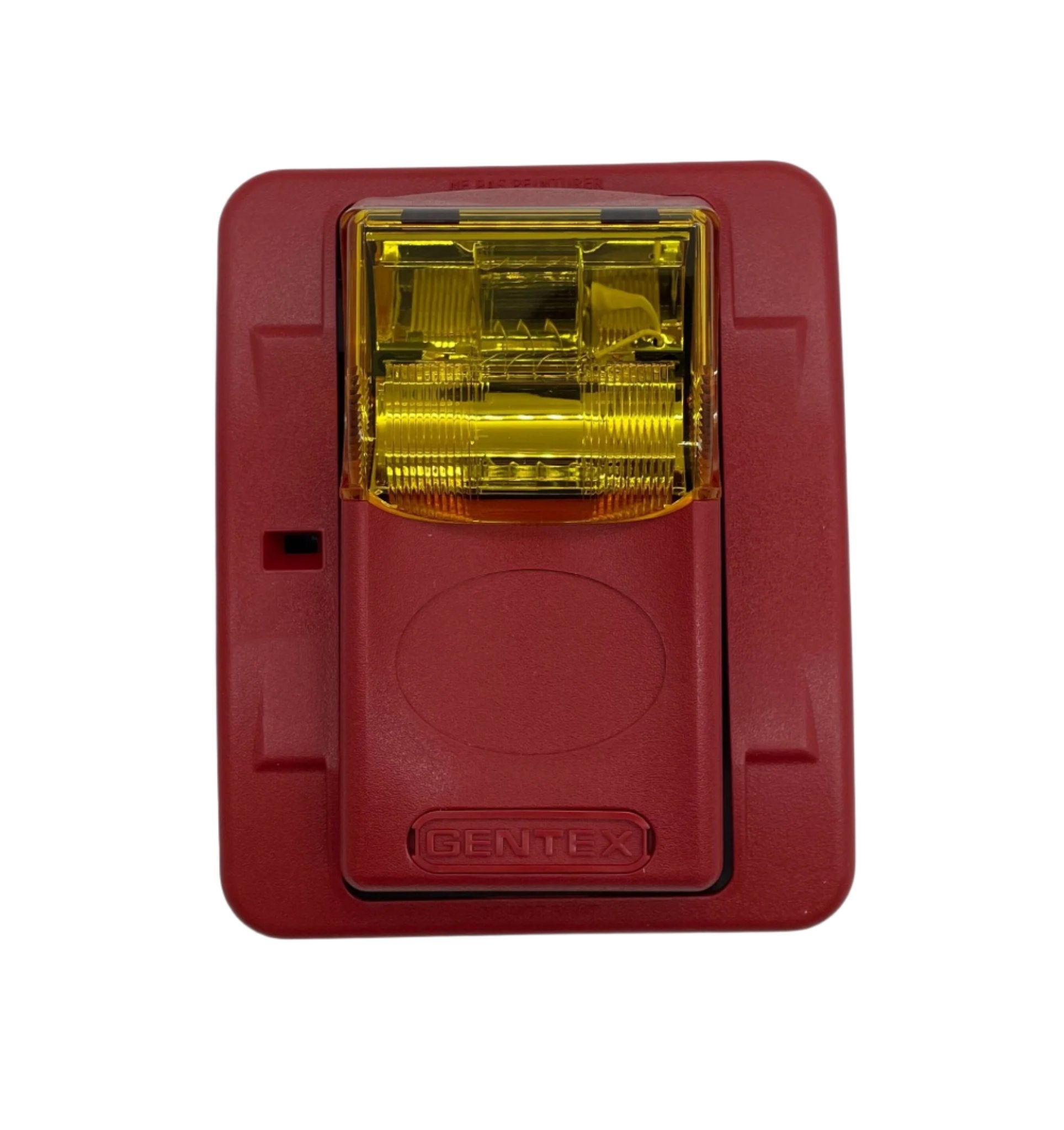 Gentex GESA24PWR amber lens strobe light showing a clear amber lens on a compact strobe unit.