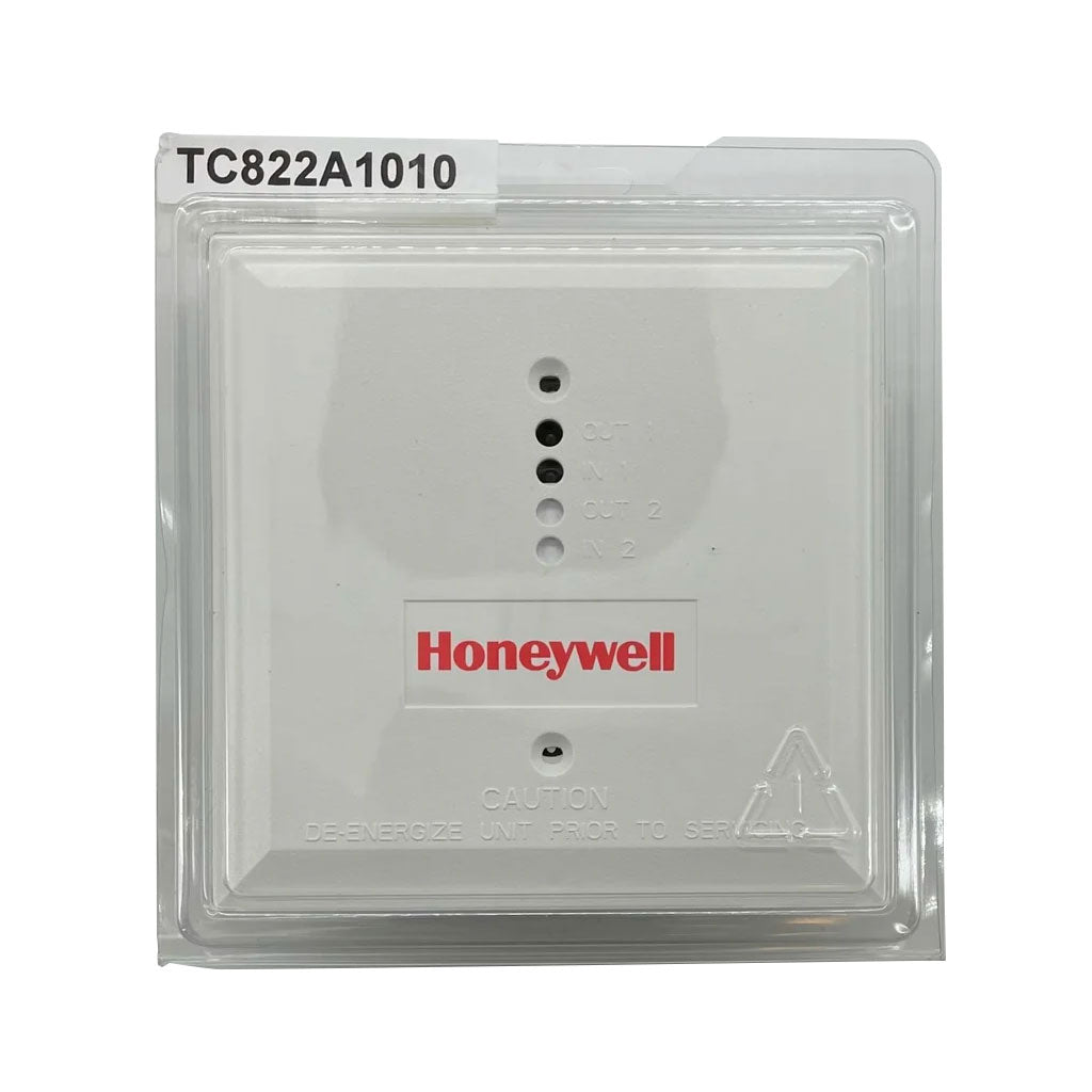 Honeywell TC822A1010 thermostat showing digital display and control buttons, used for home climate management.