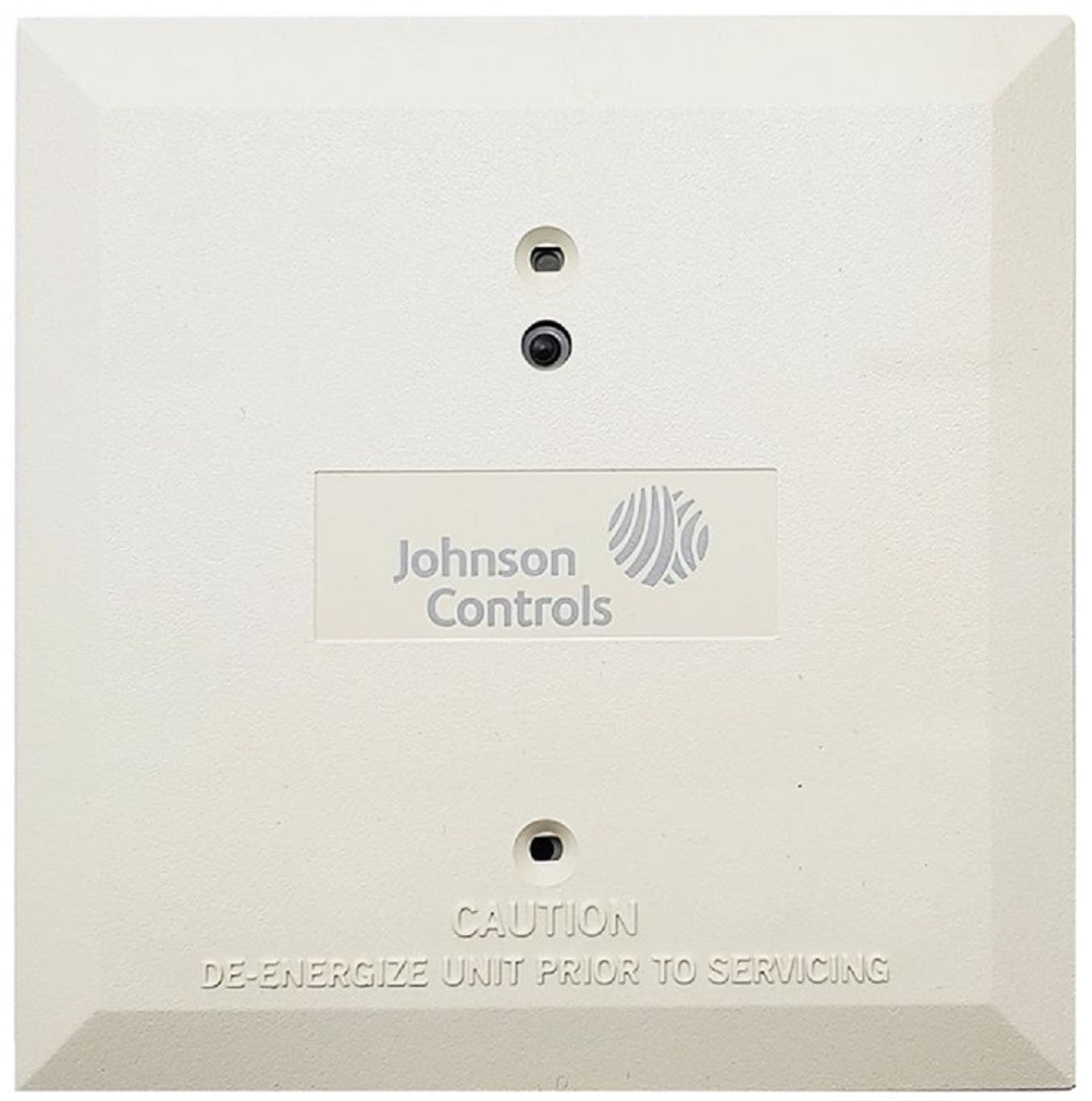Johnson Controls M300RJ fire alarm sensor with red indicator light and wiring, designed for fire detection systems.