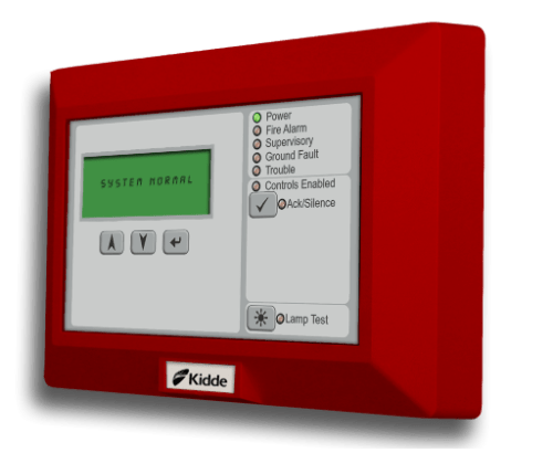 Kidde K-RLCD-R smoke and carbon monoxide alarm with LCD display, mounted on a wall in a home setting