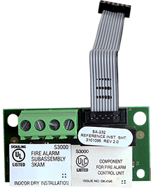 Edwards SA-232 fire alarm from Jem Systems Canada, mounted on wall, showing digital display and alarm components.