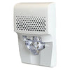 Edwards EG1AVWN horn strobe alarm with white housing and visible wiring, designed for fire safety and emergency notification systems.