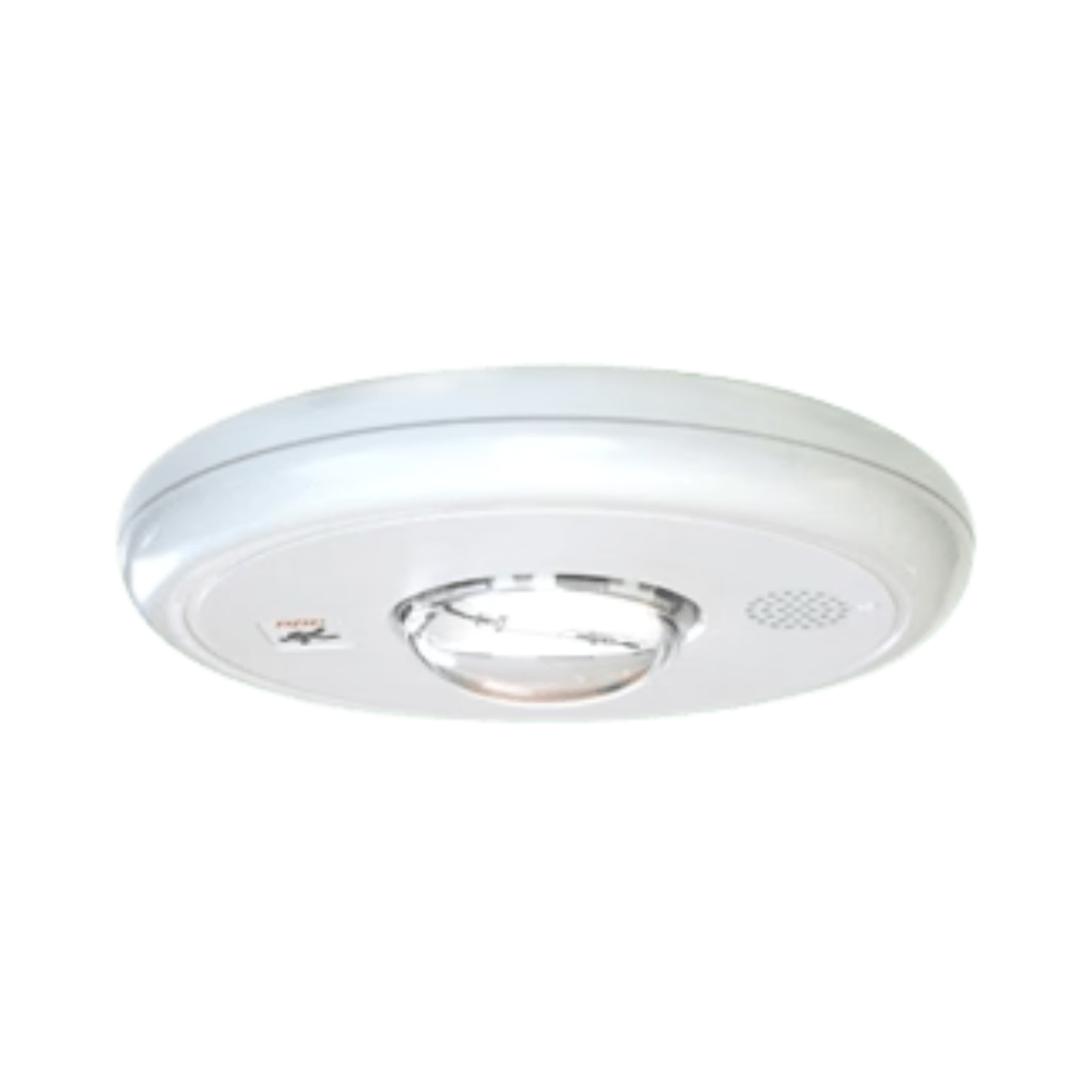 Kidde EGC-HDVMH smoke and carbon monoxide detector mounted on a ceiling in a home interior.