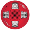 Edwards EGCAVRF horn strobe alarm device with red warning light and mounting bracket, designed for fire safety systems.