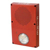 Edwards WG4RN-HVMHC horn strobe alarm device mounted on a wall with visible wiring and mounting hardware.