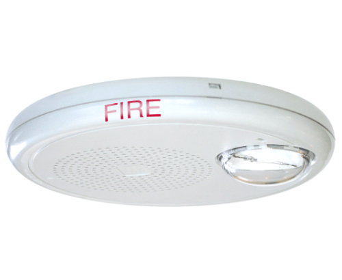 Edwards GCHFWF-S7VMCH fire alarm with digital display and sensor, mounted on wall in a building.