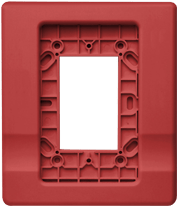 Edwards EG1RT horn strobe alarm with red housing and mounting bracket, designed for fire alarm warning systems.