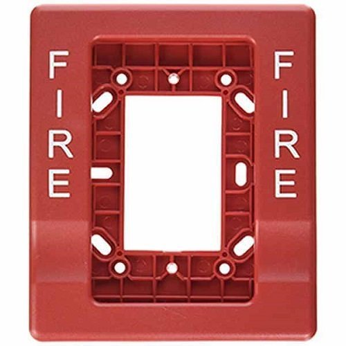 Edwards EG1RT-FIRE horn strobe alarm with red fire warning light and mounting base, designed for emergency alert systems.