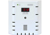 Macurco CD-6B carbon dioxide detector mounted on wall, with digital display and sensor in a professional environment.