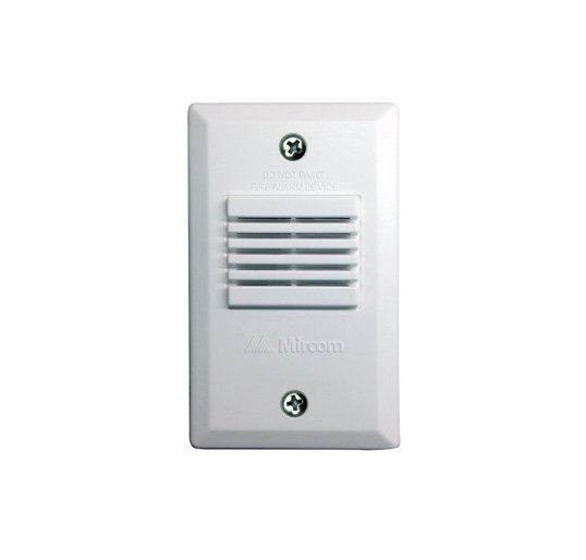 Mircom ULC MH-25W fire alarm device from Mircom Canada, showing the compact, white alarm unit with mounting brackets.