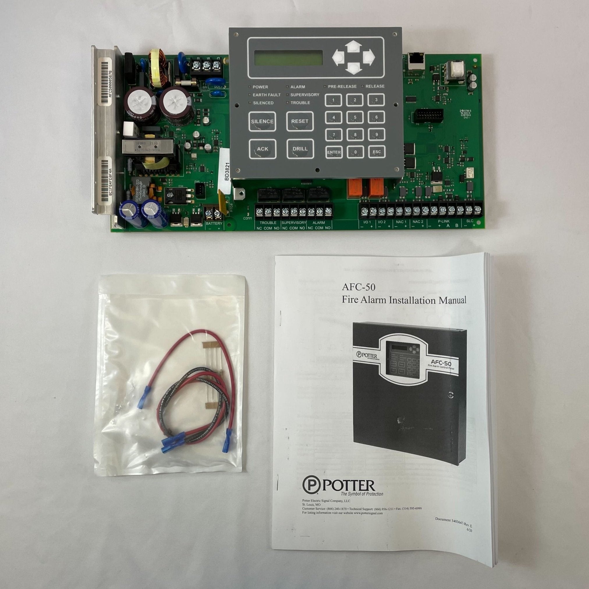 Potter AFC-50 RB Jem Systems Canada fire alarm control panel with digital display and control buttons.