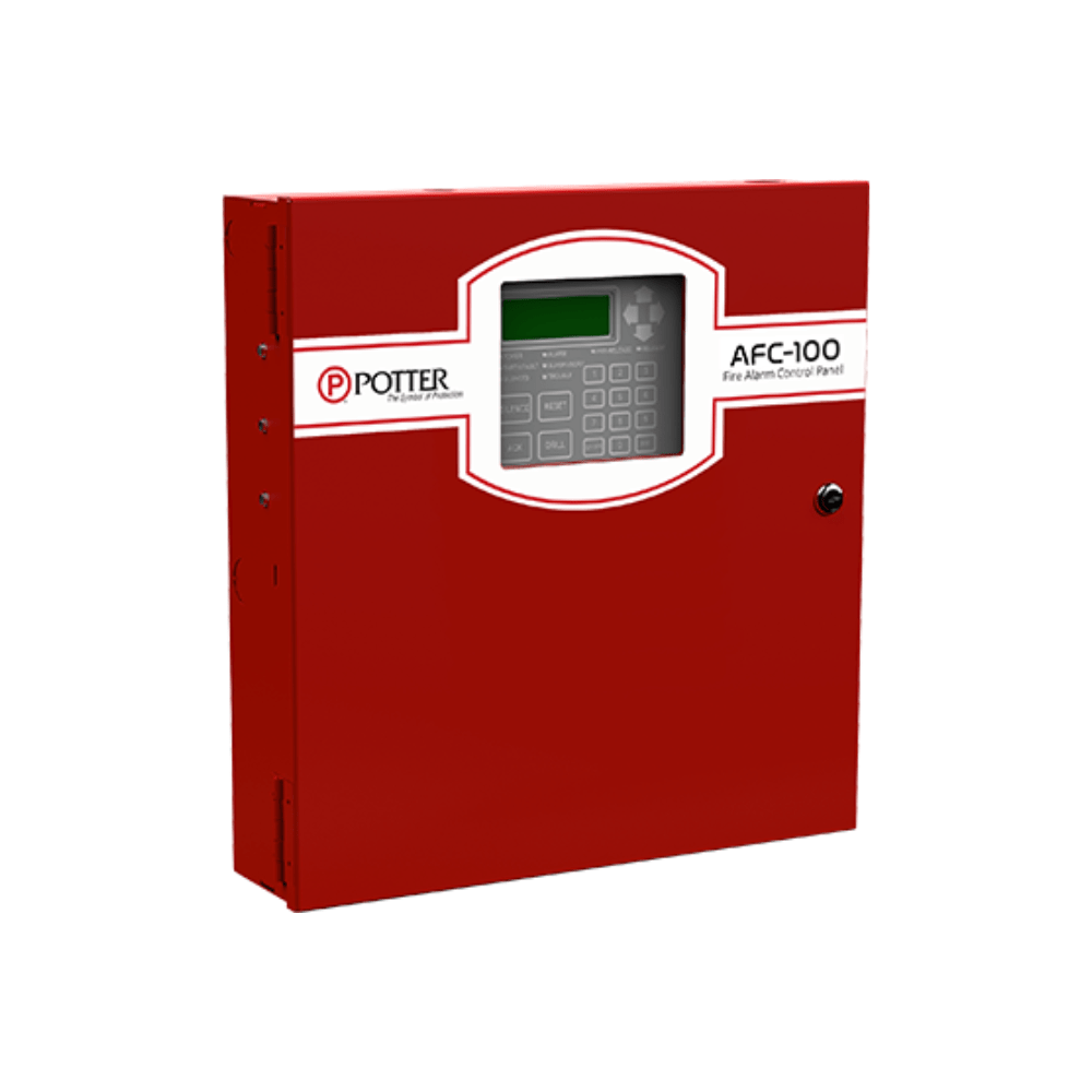 Potter AFC-100 Jem Systems Canada HVAC controller with digital display and control buttons on a white background.