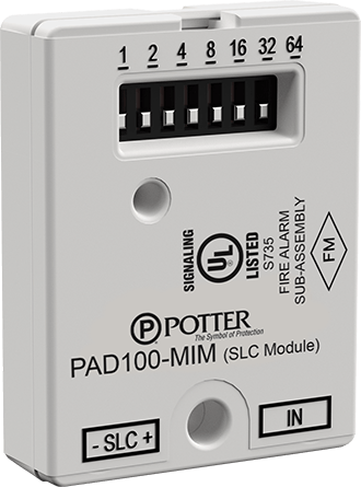 Potter PAD100-MIM Jem Systems Canada security alarm keypad with digital display and control buttons.