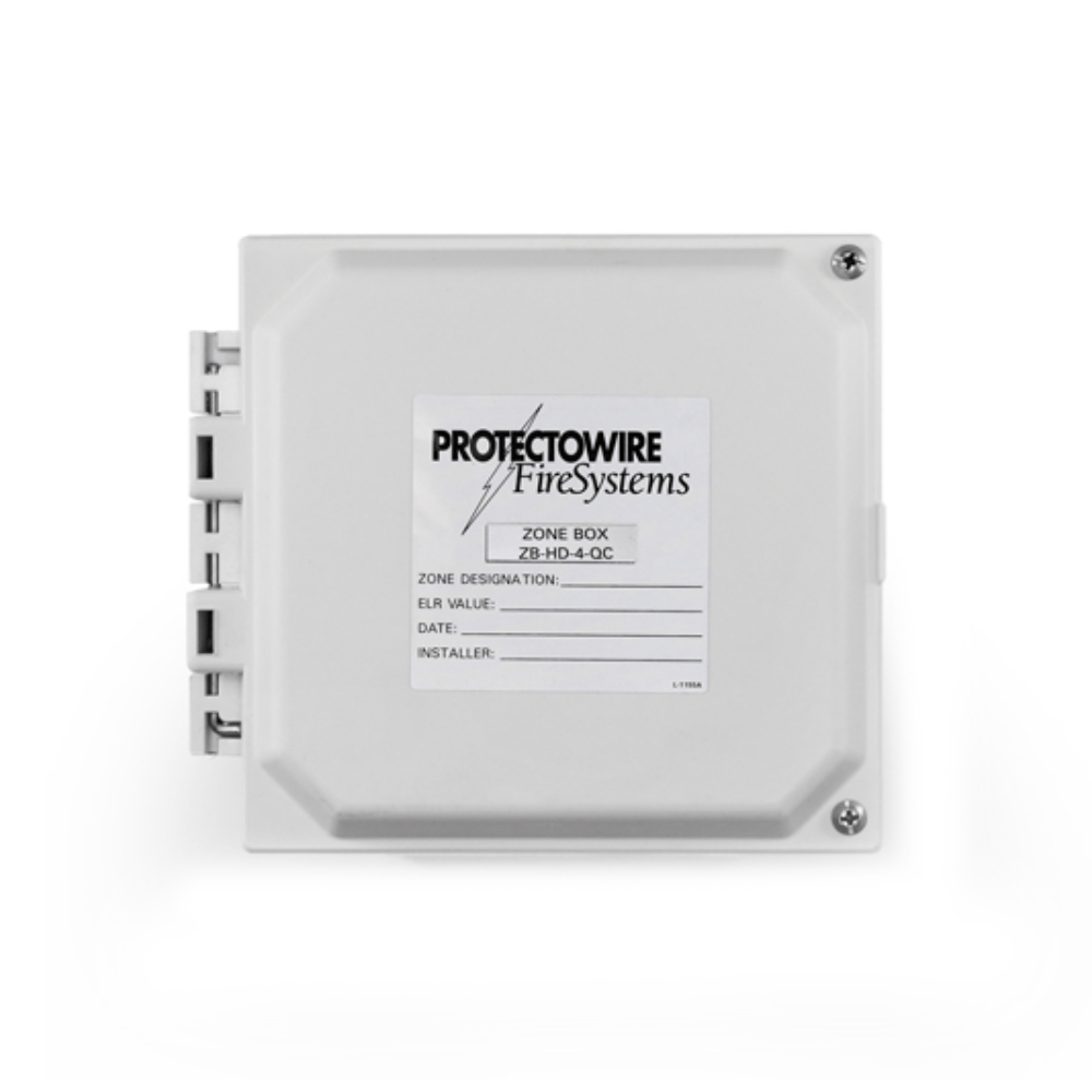 Protectowire ZB-HD-4-QC fire detection cable installed in a safety system, showcasing its durability and connection points.