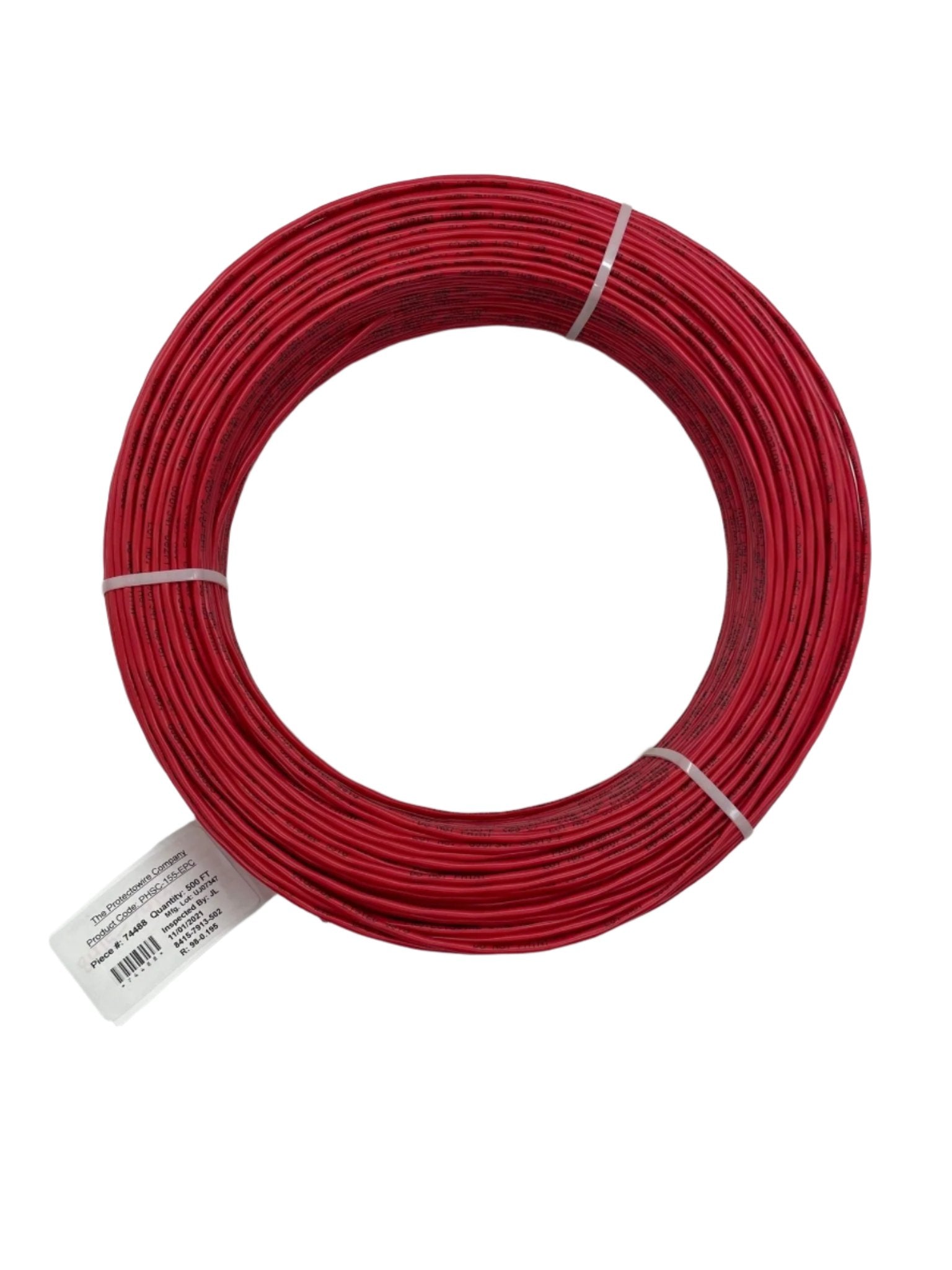 Protectowire PHSC-155-EPC linear heat detection cable installed in a building for fire safety monitoring.