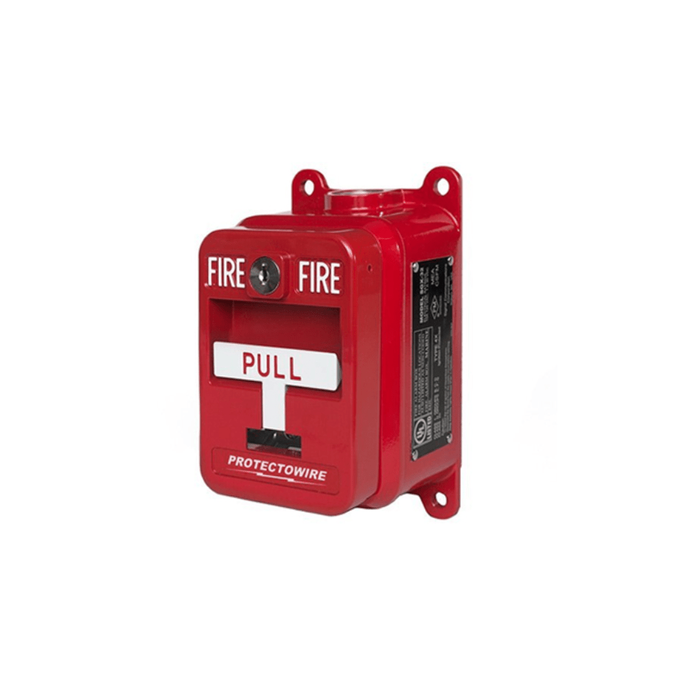 Protectowire SGX-32SK2 fire detection cable shown, designed for early fire detection and safety in building security systems.