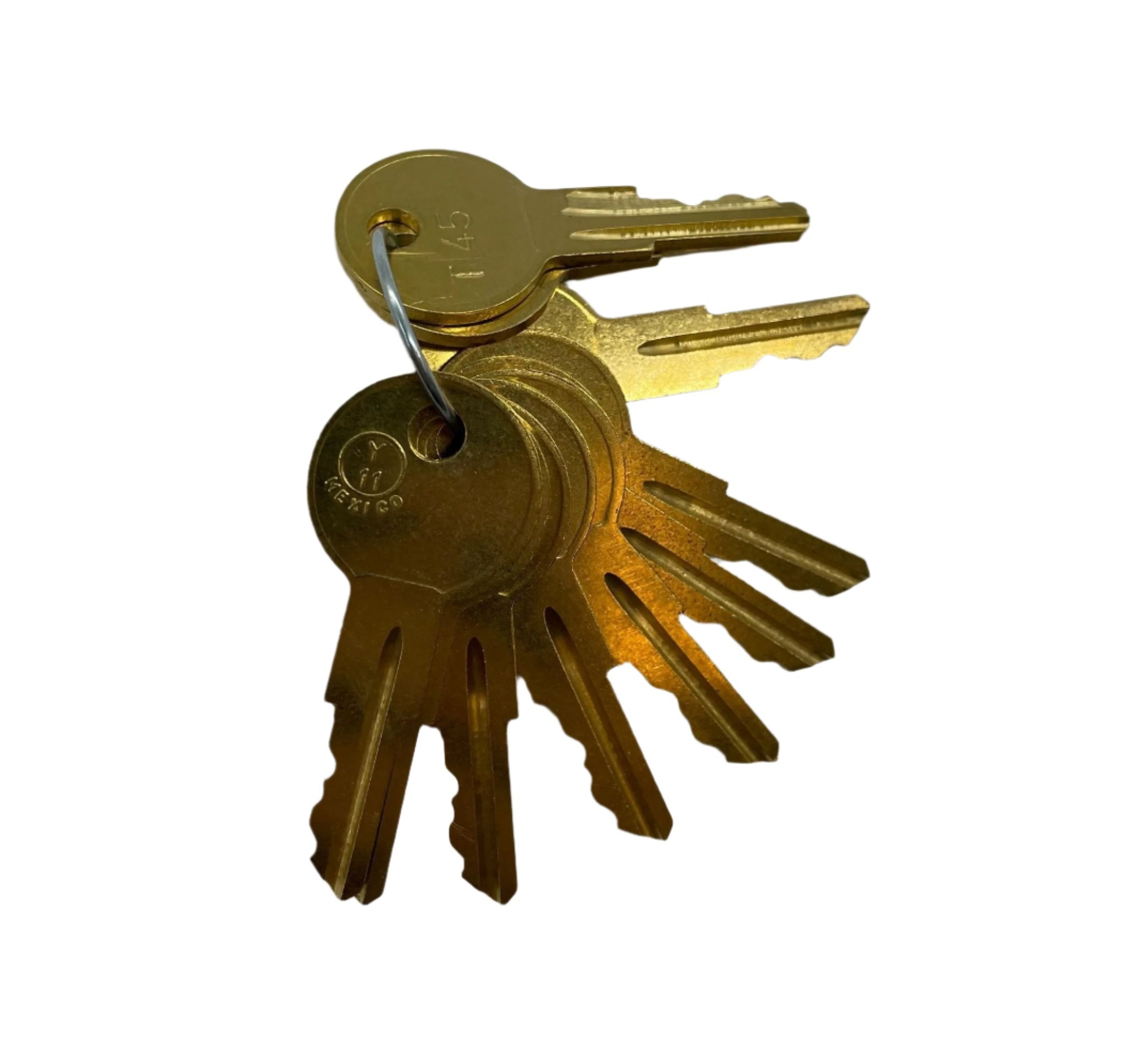 Siemens T45-KEYS fire alarm keys on a keyring, designed for Siemens fire alarm system access and operation.