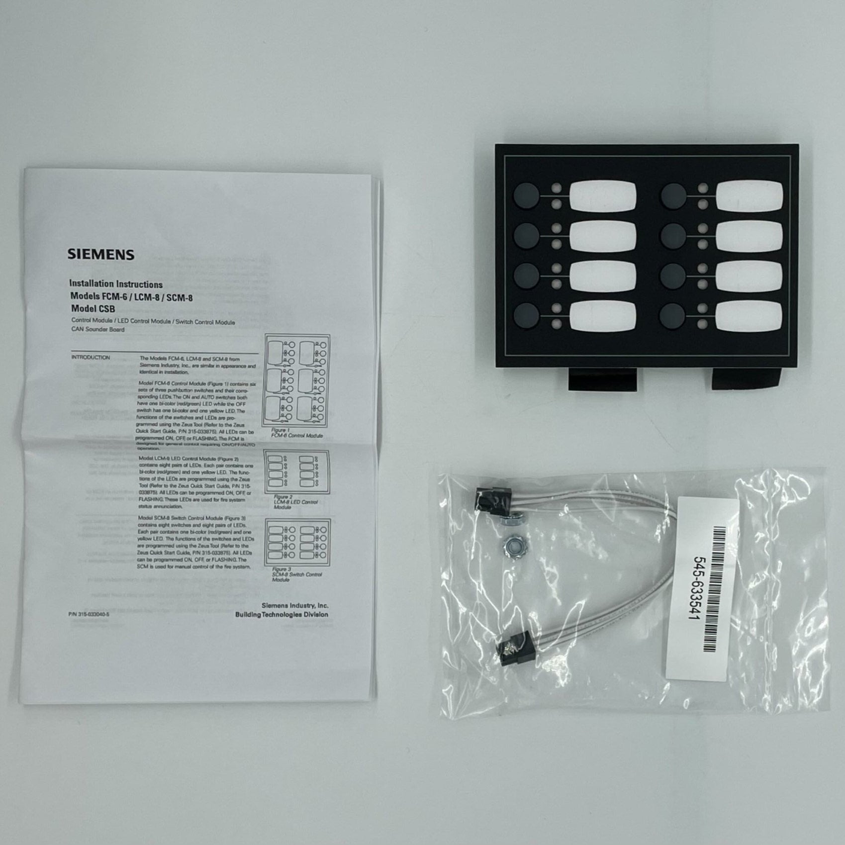 Siemens SCM-8 module, industrial control system component, with visible circuit connections and branding on a white background.