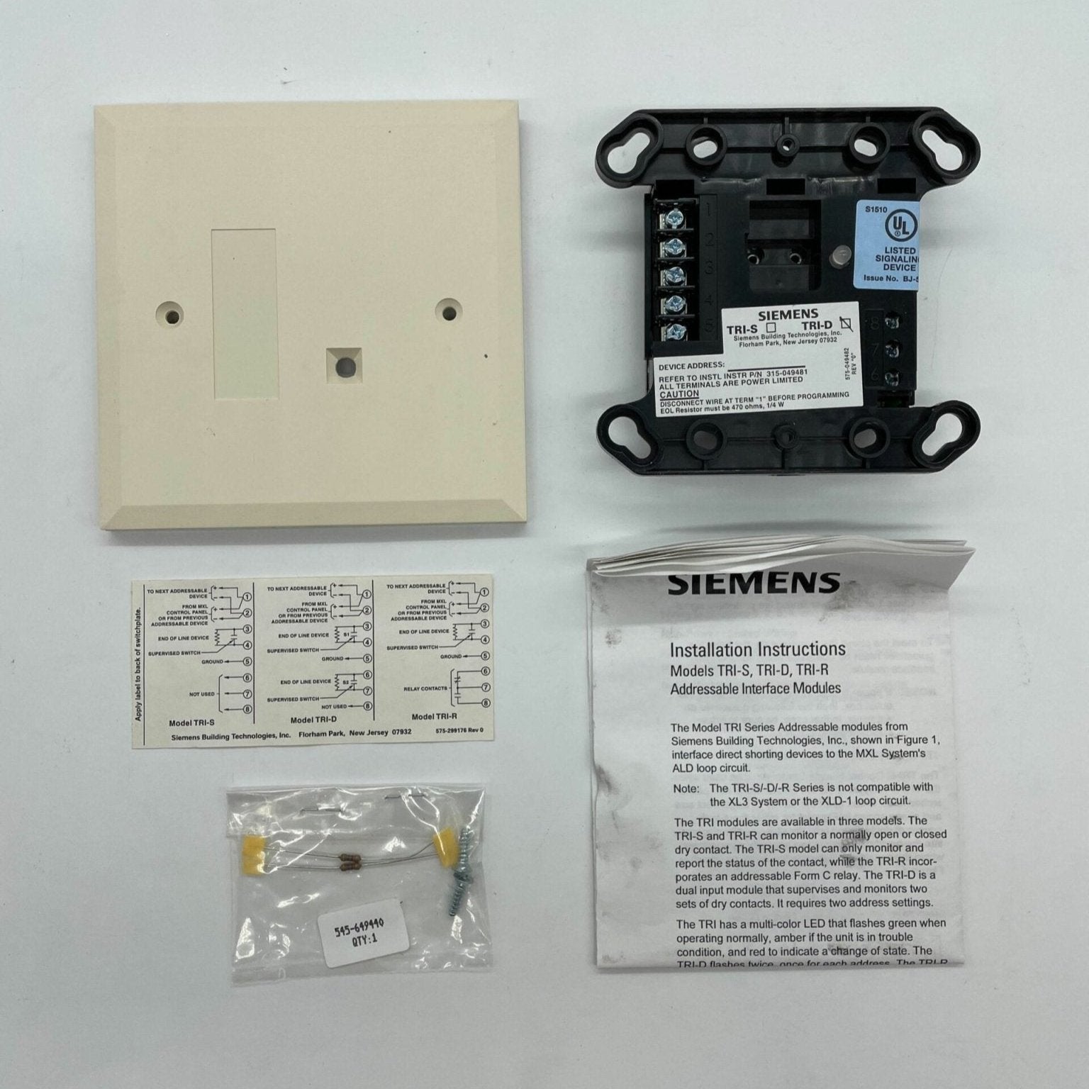 Siemens TRI-D modules by Siemens, showing electronic modules with multiple connection ports and circuit components.