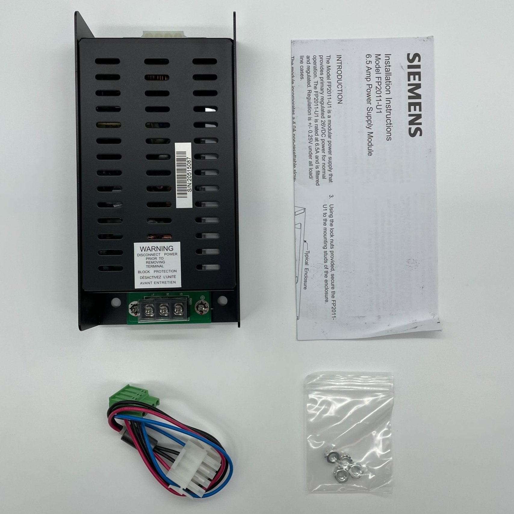 Siemens FP2011-U1 power supply unit with multiple connection ports, designed for industrial automation applications.