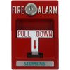 Siemens MSM-K-WP fire alarm sensor with weatherproof enclosure, mounted on a wall, designed for fire detection in hazardous areas.
