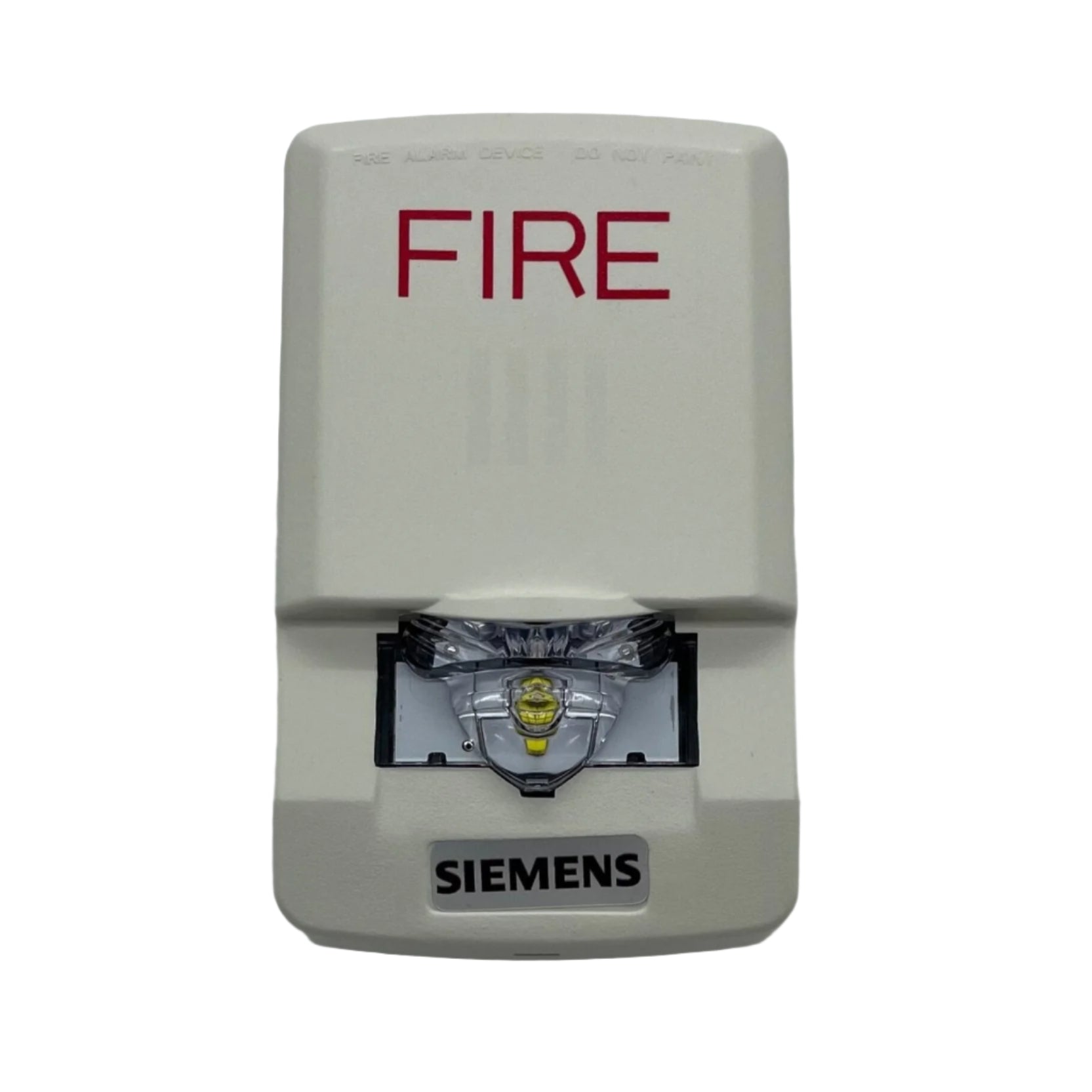Siemens SLSWW-F fire alarm device with smoke detection sensor, mounted on wall for safety and early fire warning.