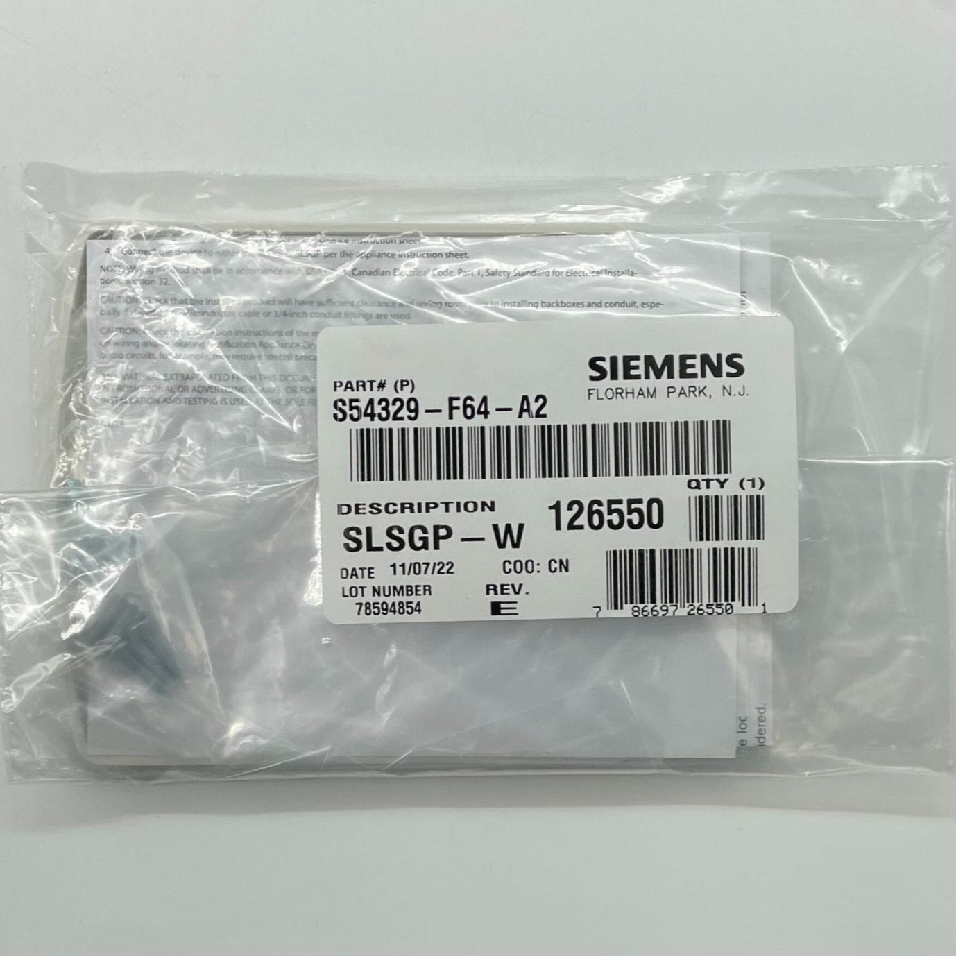 Siemens SLSGP-W fire alarm system sensor with warning indicator, used for fire safety and alarm detection in buildings.