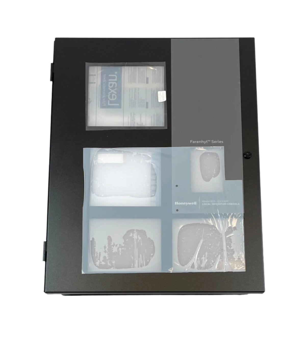 Silent Knight ECS-LOC2100B local operating console in black with buttons and display for security system control.