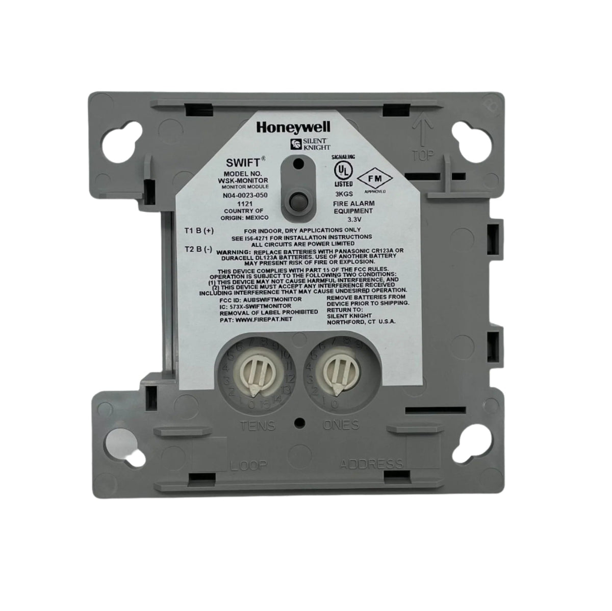 Silent Knight WSK-MONITOR Swift monitor module with black casing and connection ports for security system monitoring.