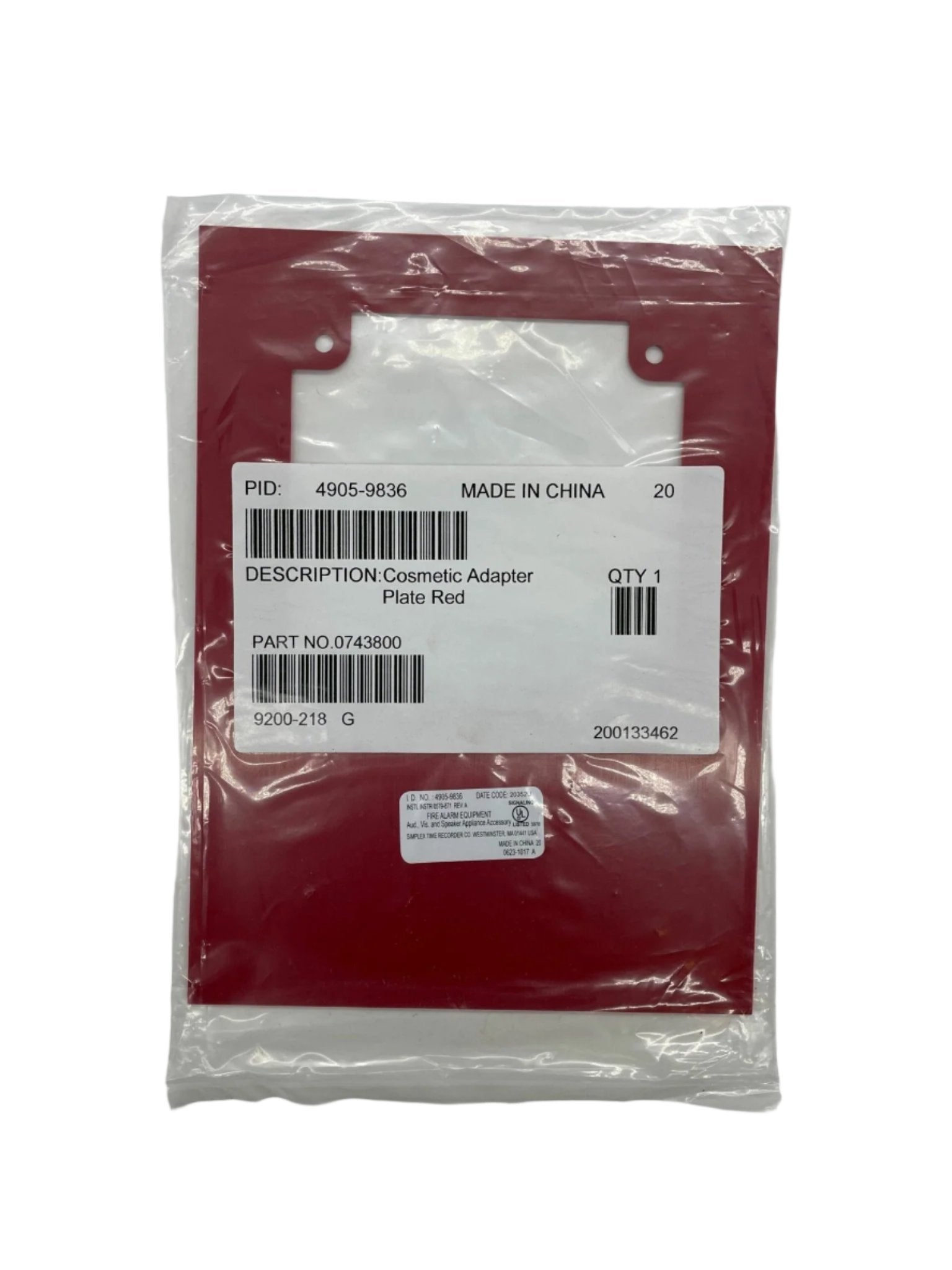 Simplex 4905-9836 fire alarm with alert button and wiring, mounted on a white wall for fire safety.