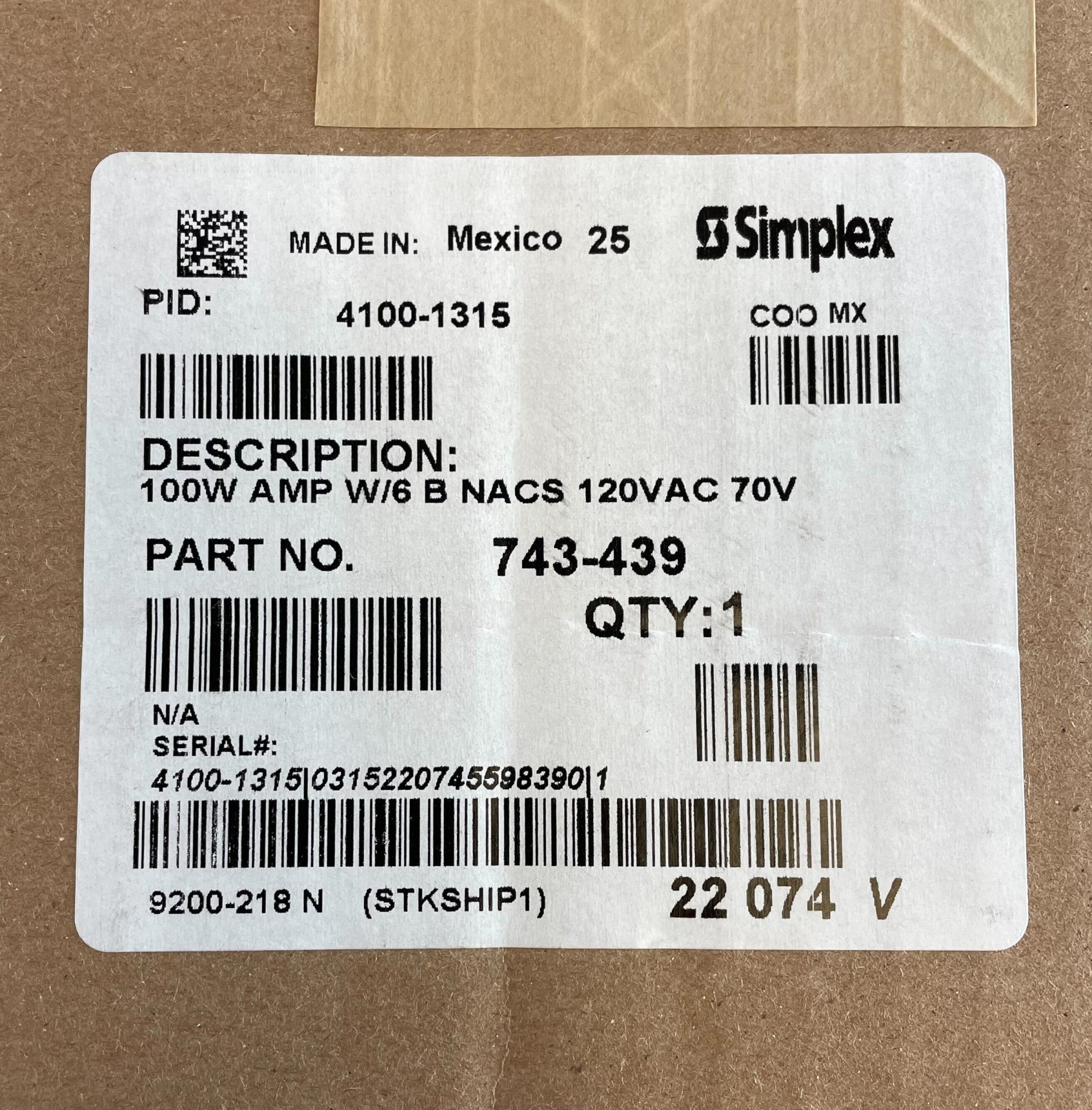 Simplex 4100-1315 fire alarm sensor showing a white alarm system component mounted on a ceiling or wall.