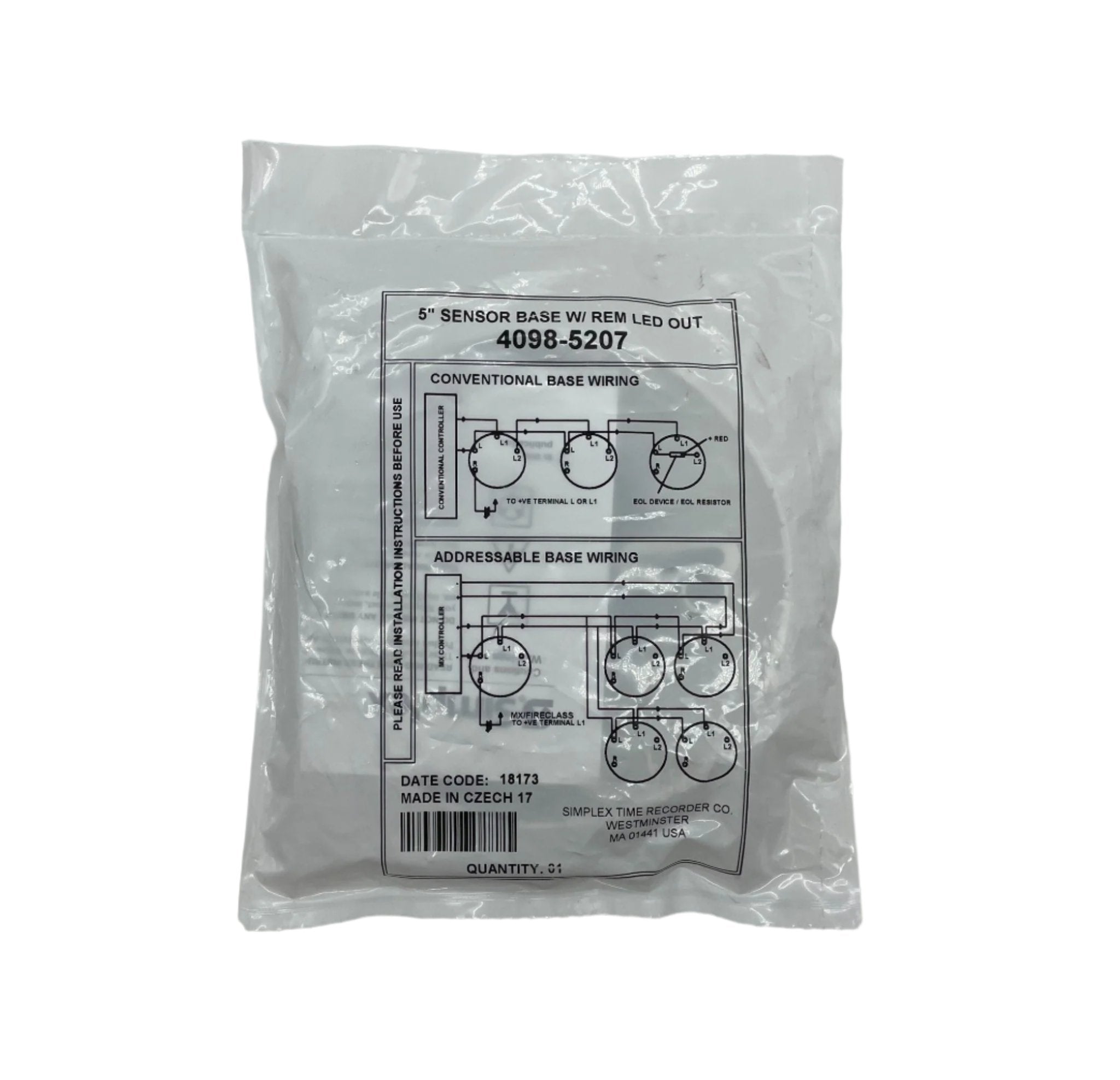 Simplex 4098-5207 base, durable plastic component for security systems, shown in a close-up view.