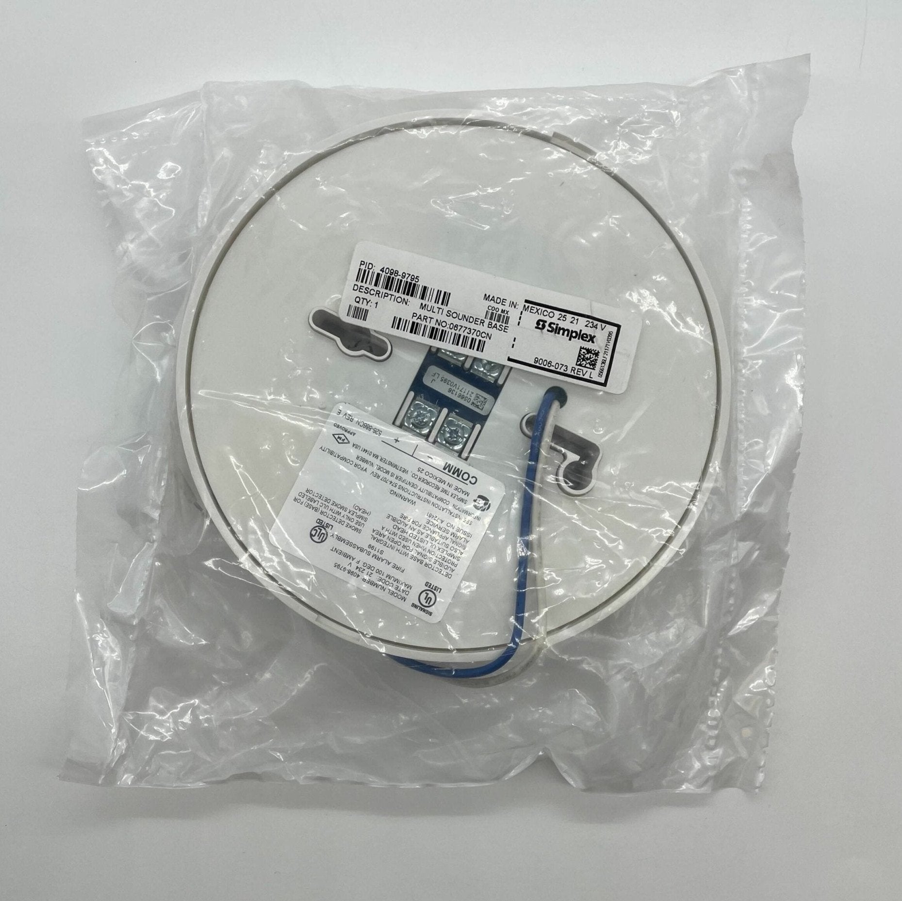 Simplex 4098-9795 base from Jem Systems Canada, showing a sturdy, industrial electrical component with mounting features.