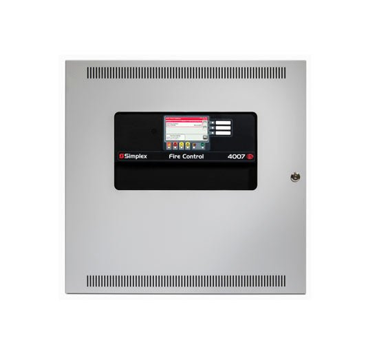 Simplex 4007-9102 fire alarm sensor with ULC certification, mounted on wall, part of a fire alarm system.