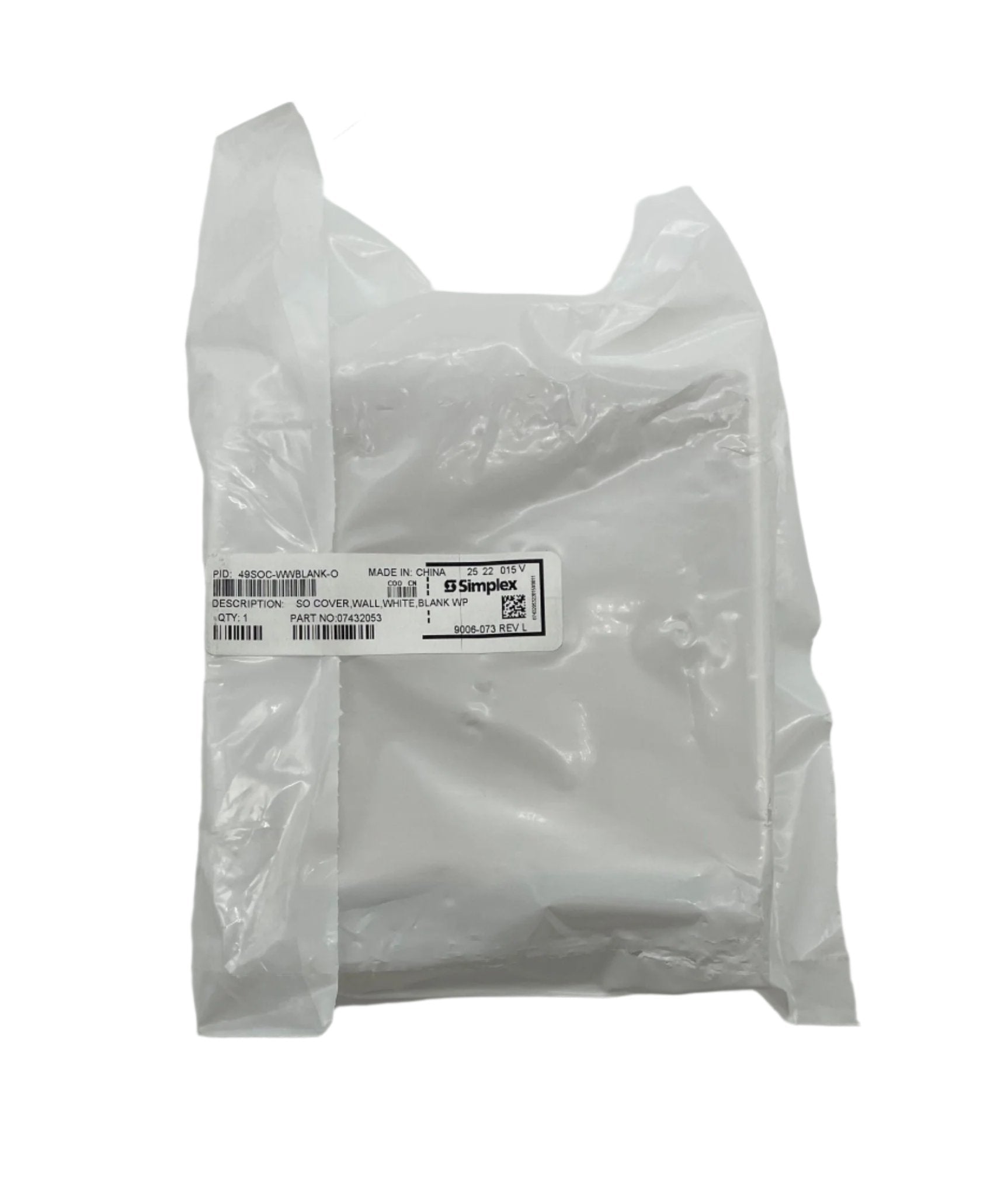 Simplex 49SOC-WWBLANK-O cover, white blank cover for security and access control systems by Simplex.