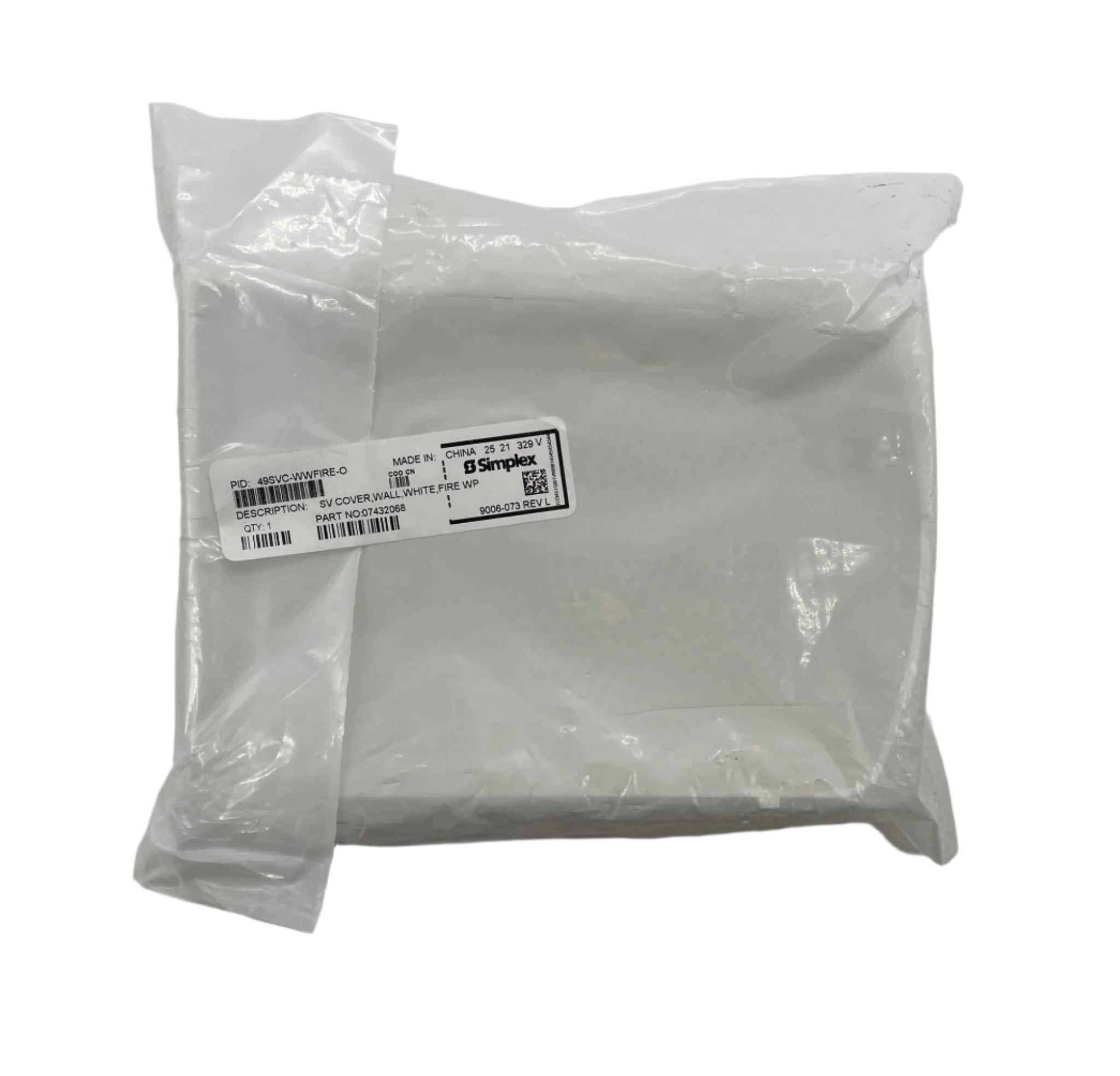 Simplex 49SVC-WWFIRE-O cover, fire-resistant protective cover by Simplex, shown on the product for fire safety equipment.