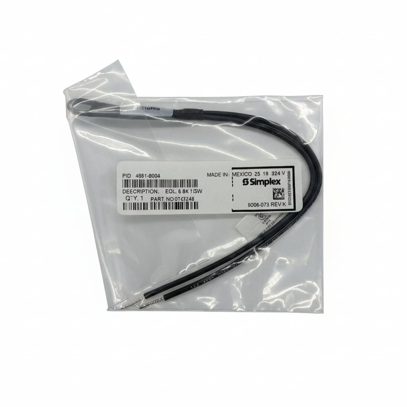 Simplex 4081-9004 EOL resistors shown in black with metal leads on a plain background.