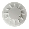 Simplex 4098-5610 heat detector installed on ceiling, part of Simplex fire safety system, with wiring and mounting hardware visible.