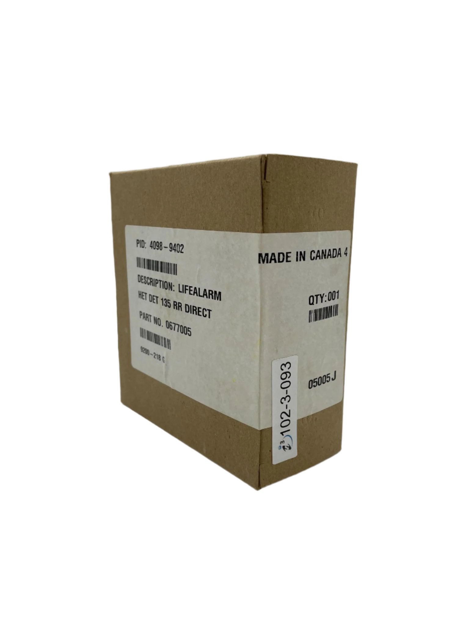 Simplex 4098-9402 heat detector with white casing and mounting bracket, used for fire safety in buildings.