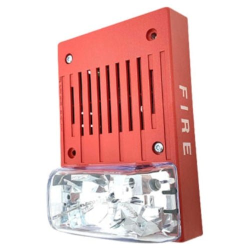 Simplex 4906-9140 fire alarm device mounted on a wall, part of the Simplex fire alarm system for safety and alerting.